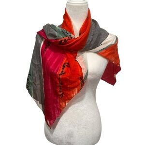 Metropolitan Museum of Art vintage silk scarf artists names print multi color